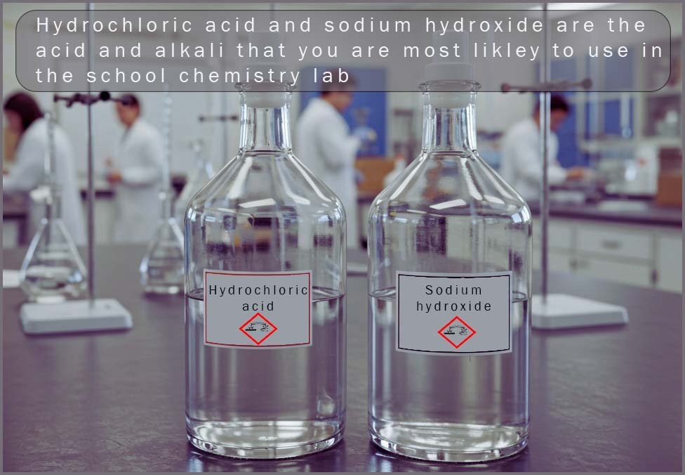 Sodium hydroxide and hydrochloric acid.